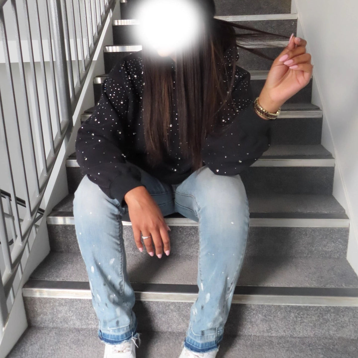 Exporse™ Gothic Rhinestone Hooded Sweatshirt