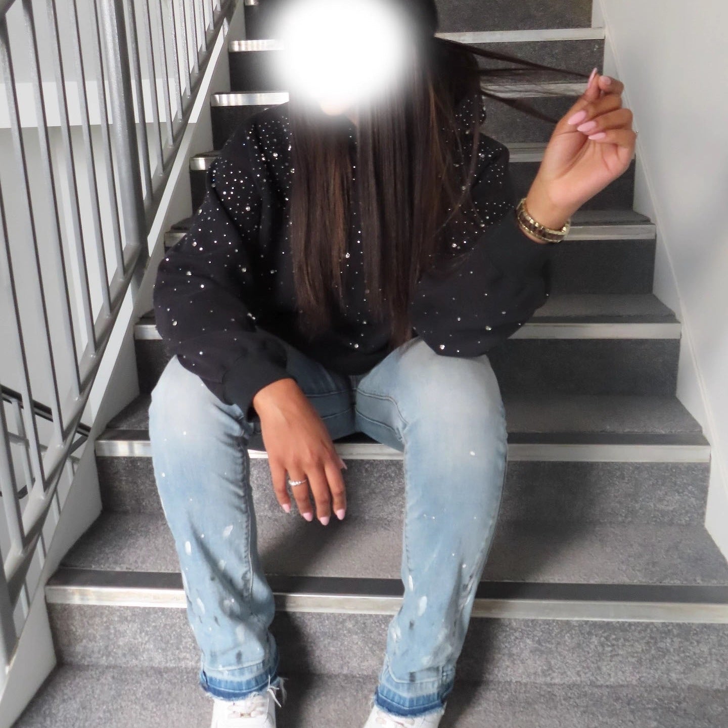 Exporse™ Gothic Rhinestone Hooded Sweatshirt