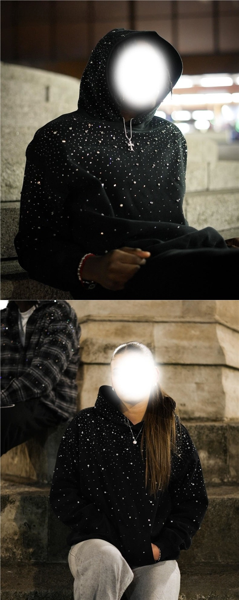 Exporse™ Gothic Rhinestone Hooded Sweatshirt