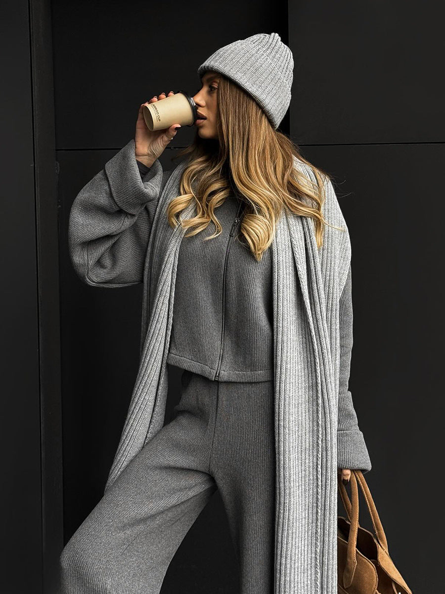 Exporse™  Knit Long Sleeve Wide Leg Pants Set
