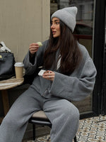 Exporse™  Knit Long Sleeve Wide Leg Pants Set