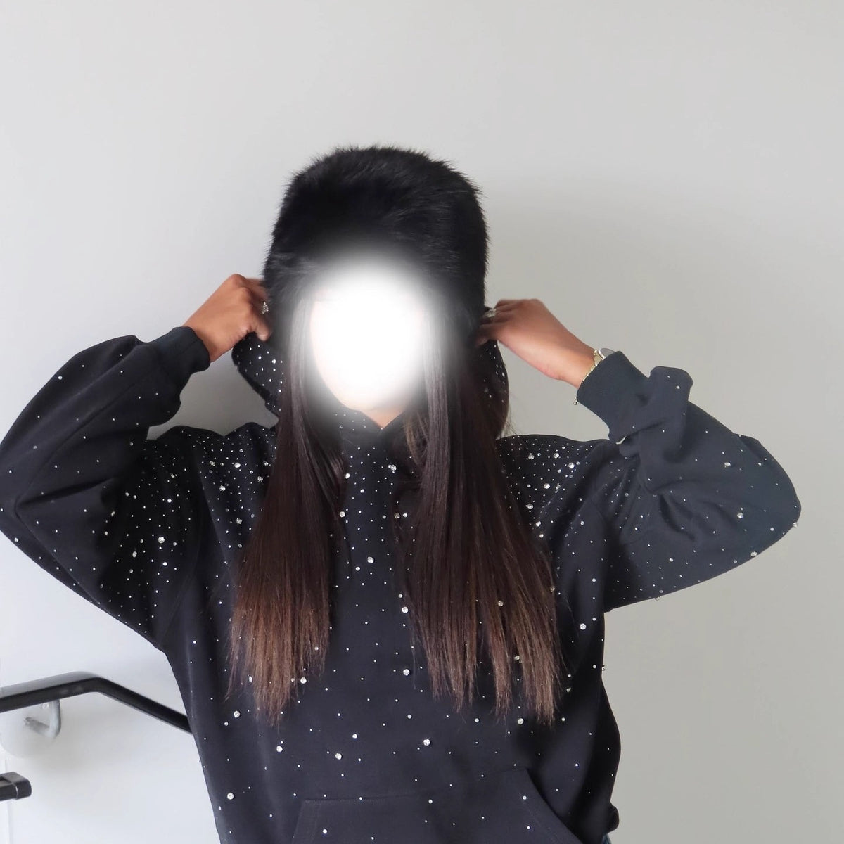 Exporse™ Gothic Rhinestone Hooded Sweatshirt