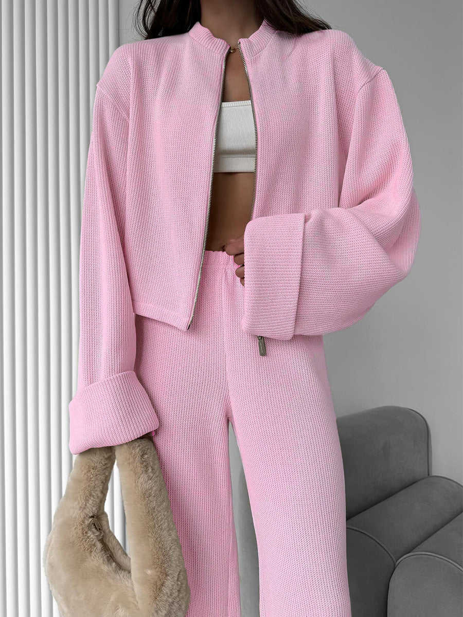 Exporse™  Knit Long Sleeve Wide Leg Pants Set