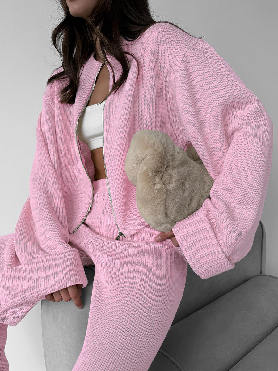 Exporse™  Knit Long Sleeve Wide Leg Pants Set