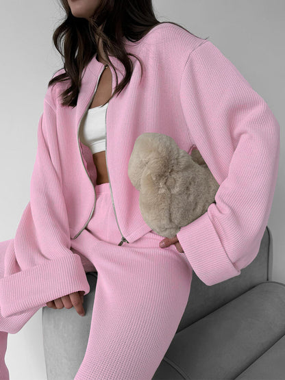 Exporse™  Knit Long Sleeve Wide Leg Pants Set