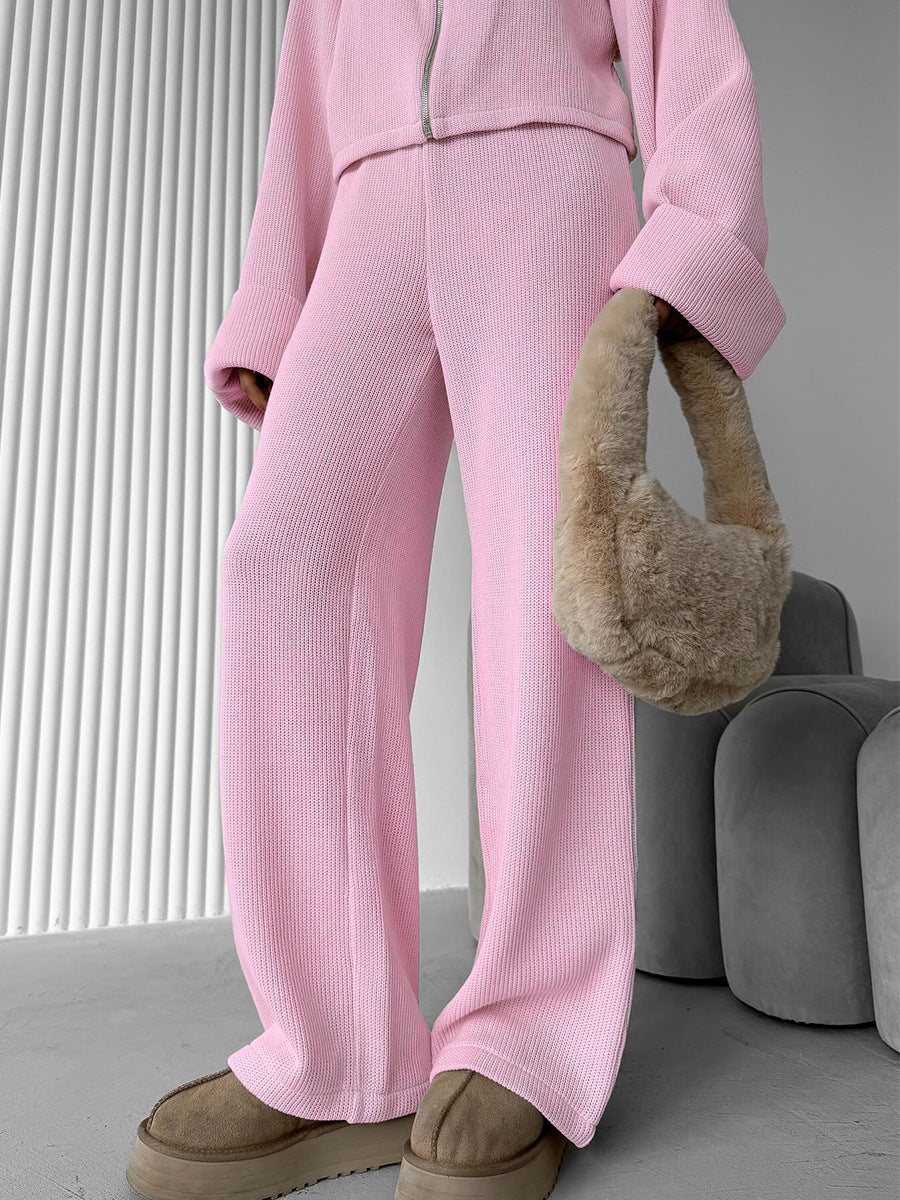 Exporse™  Knit Long Sleeve Wide Leg Pants Set